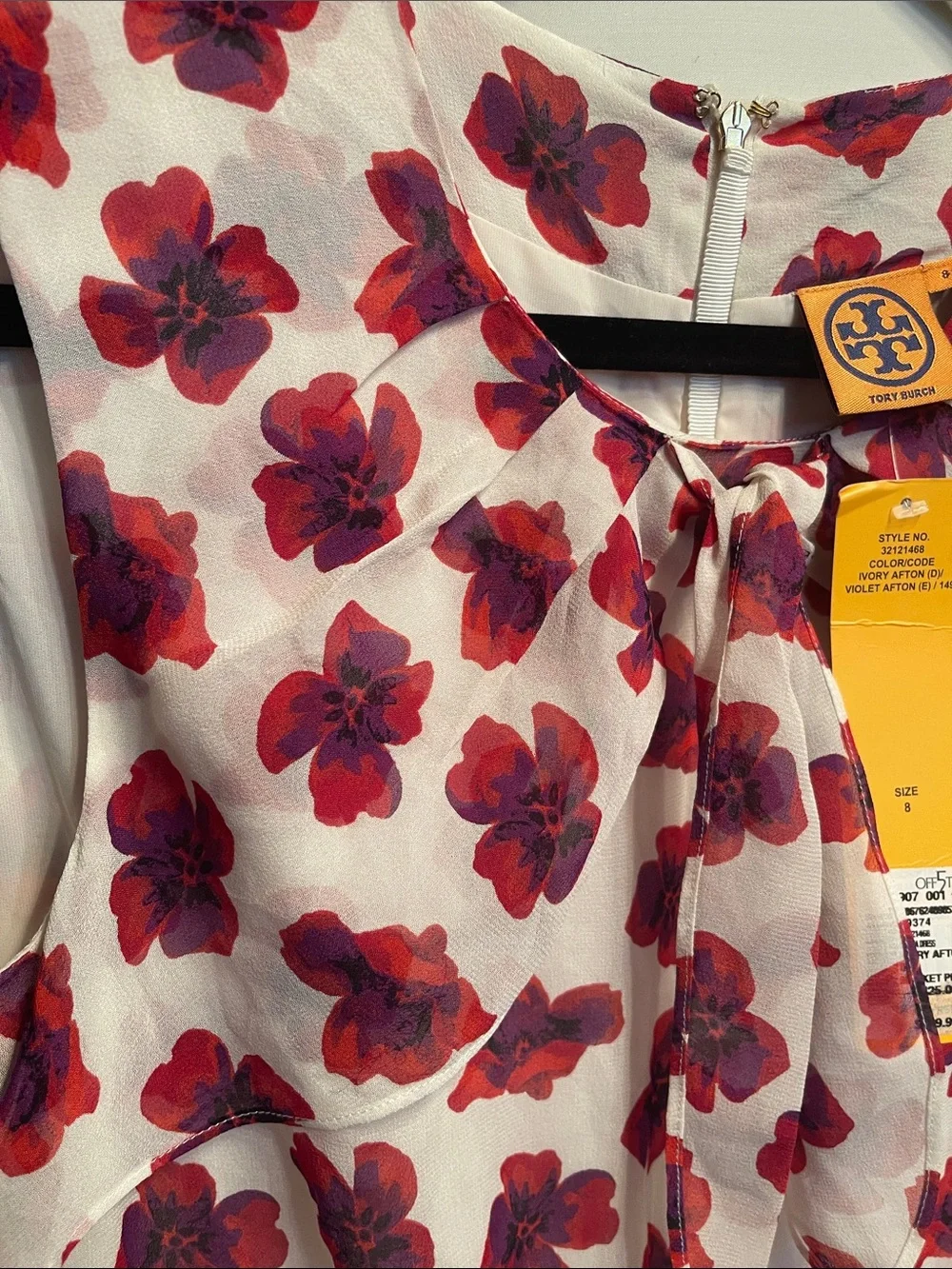 Tory Burch Silk Pink and purple Floral Tie-Neck Dress size 8